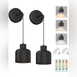 Battery Operated Wall Sconces Set of Two,Dimmable Modern Minimalist Wall Lights,